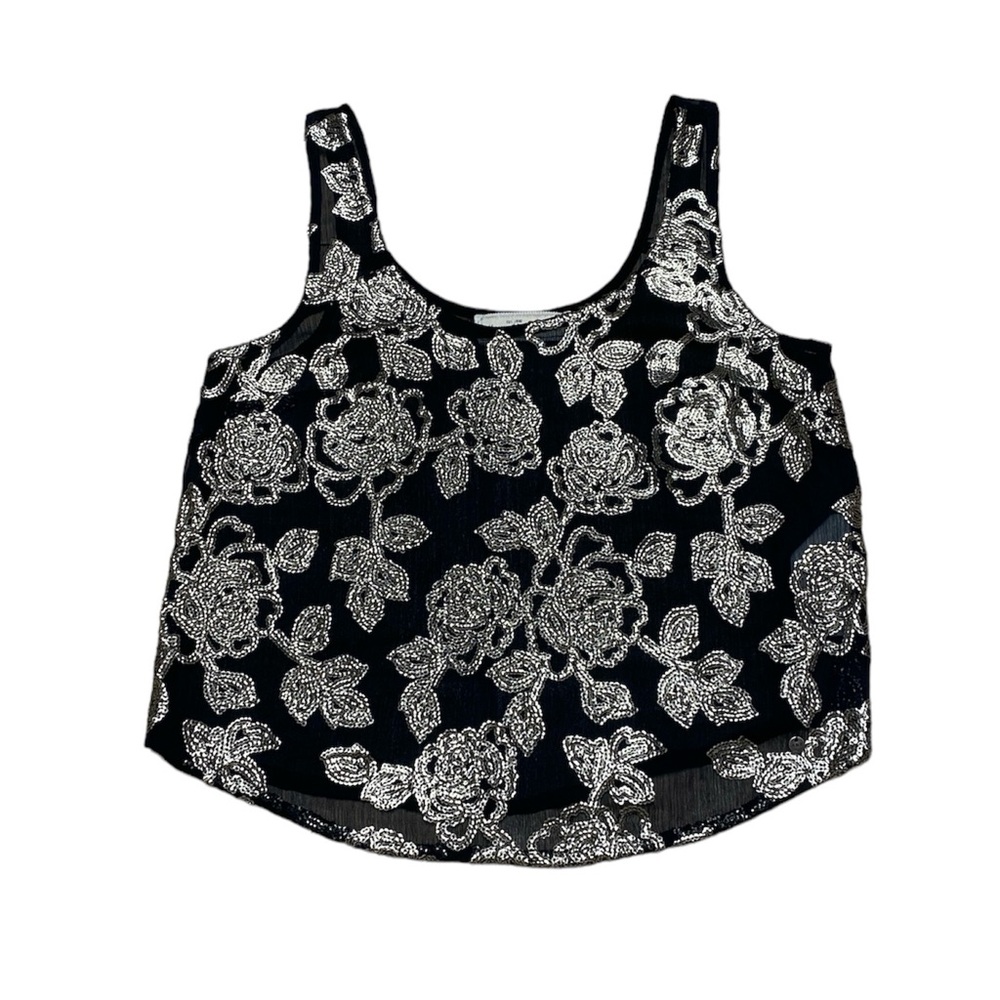 Abercrombie & Fitch Tank Top Women’s XS Sleeveless Mesh Floral Sequin Blouse